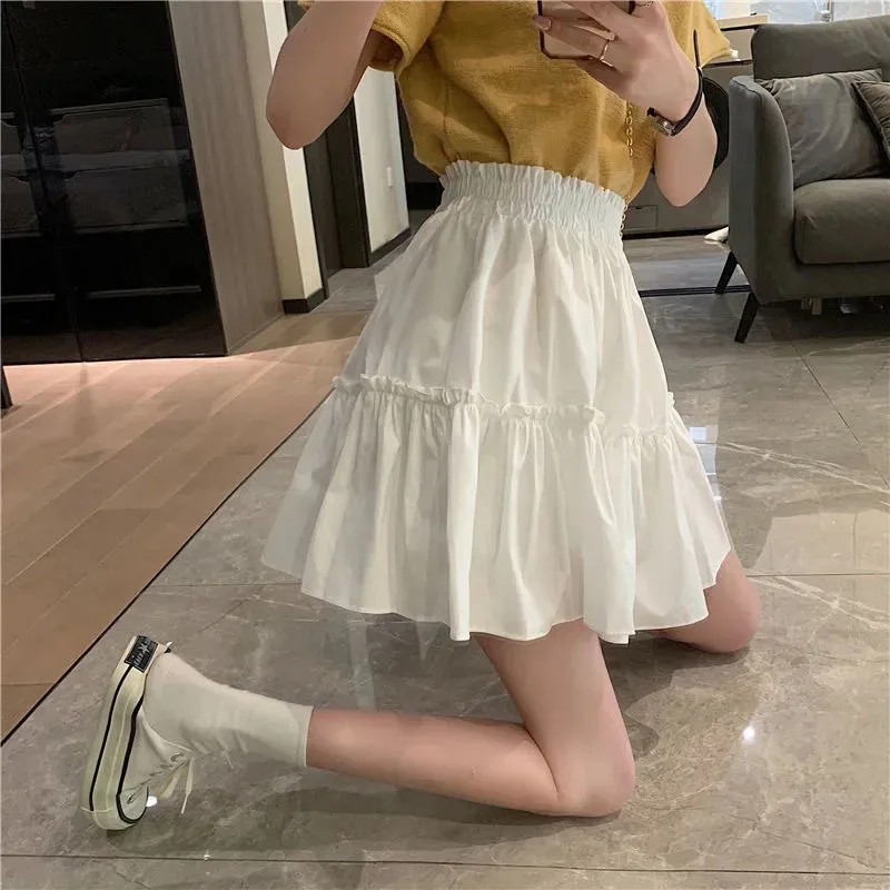 Sweet Mini Skirt Women Elastic Waist Preppy Style Sexy A Line Skirt Summer Solid Fashion Ruffles White Skirt Y2K Casual
Sweet Mini Skirt Women Elastic Waist Preppy Style Sexy A Line Skirt Summer Solid Fashion Ruffles White Skirt Y2K Casual