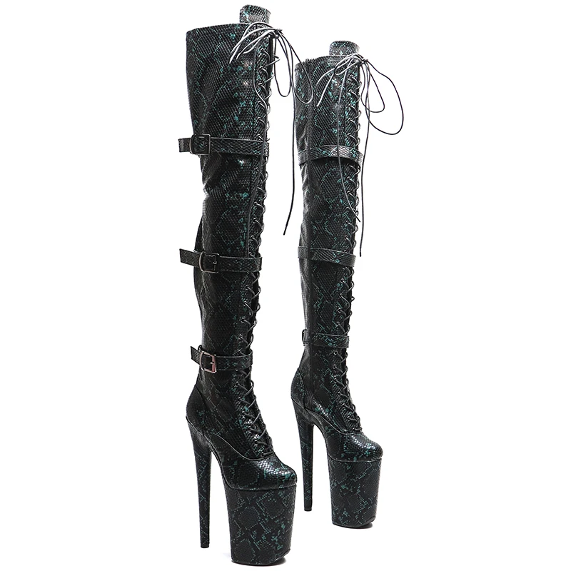 

Leecabe 23 см/9 дюймов, модные женские сапоги из искусственной кожи на высоком каблуке и платформе для танцев на шесте