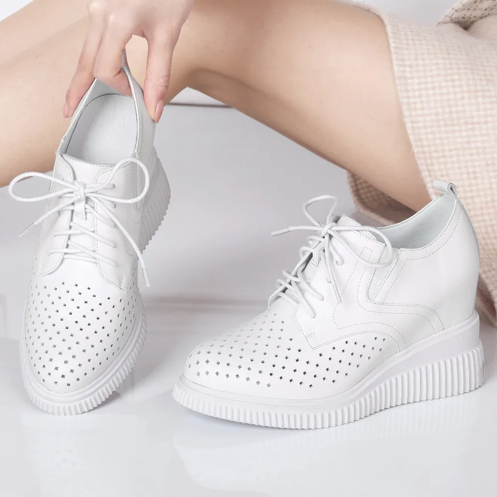 Women's genuine leather internal increase lace-up flats sneakers hollow-out casual female high quality soft comfortable shoes
Women's genuine leather internal increase lace-up flats sneakers hollow-out casual female high quality soft comfortable shoes