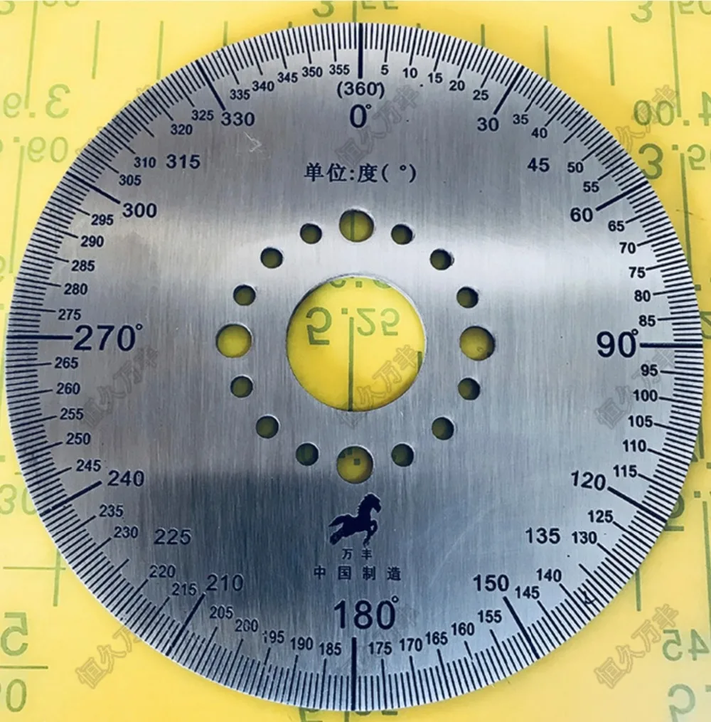 Diameter:100mm inner hole:20mm thickness:2mm 360 degree dial plate Stainless steel disc
Diameter:100mm inner hole:20mm thickness:2mm 360 degree dial plate Stainless steel disc