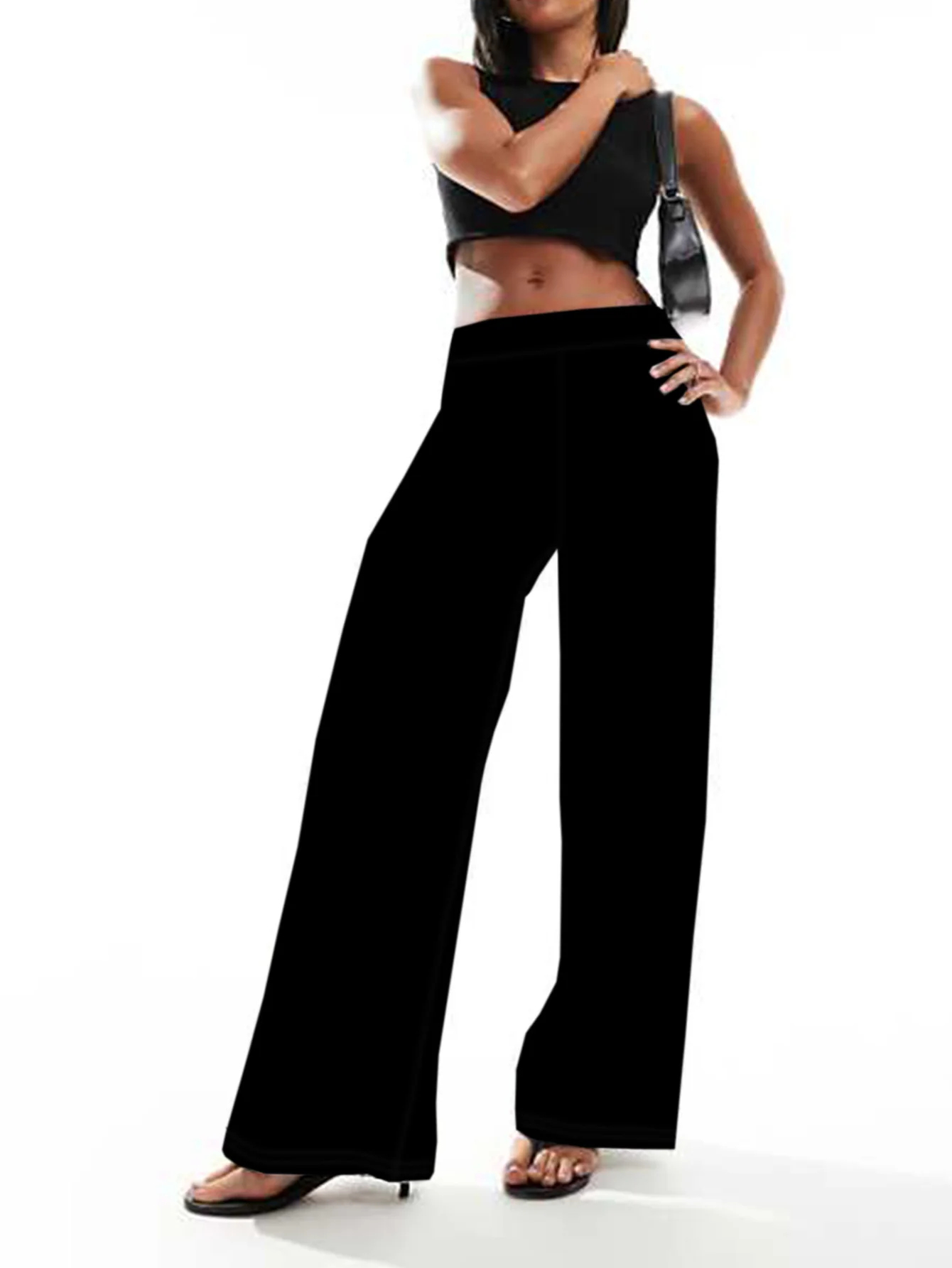 2024 Spring and Autumn fashion new women's plus size business formal wear with solid color straight pants nine-minute pants 14 S716512d0dc2d45cfb85cc2ab2e0751b91