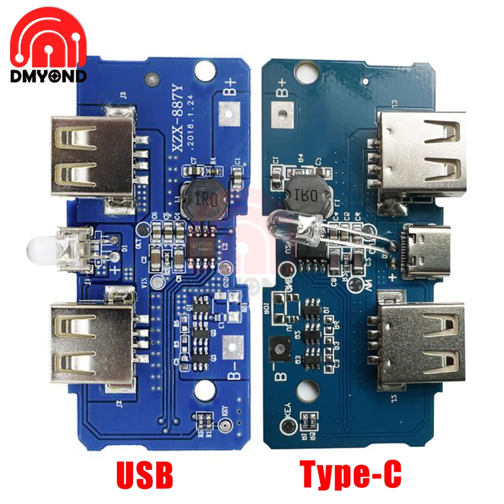 

18650 Dual Micro USB 3.7V to 5V 2A Boost Mobile Power Bank DIY 18650 Lithium Battery Charger PCB Board Step Up Module With LED