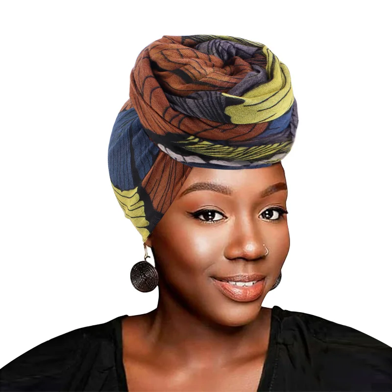 

Головной убор женский в этническом стиле, модная шапка-тюрбан с большими дискотечными цветами и узелком, мусульманский шарф, головной убор с принтом
