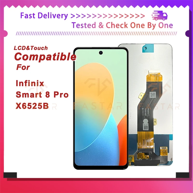 

X6525B 6.6"Original For Infinix Smart 8 Pro lcd X6525B LCD Display Touch Digitizer Assembly Replacement Screen Smart8Pro lcd