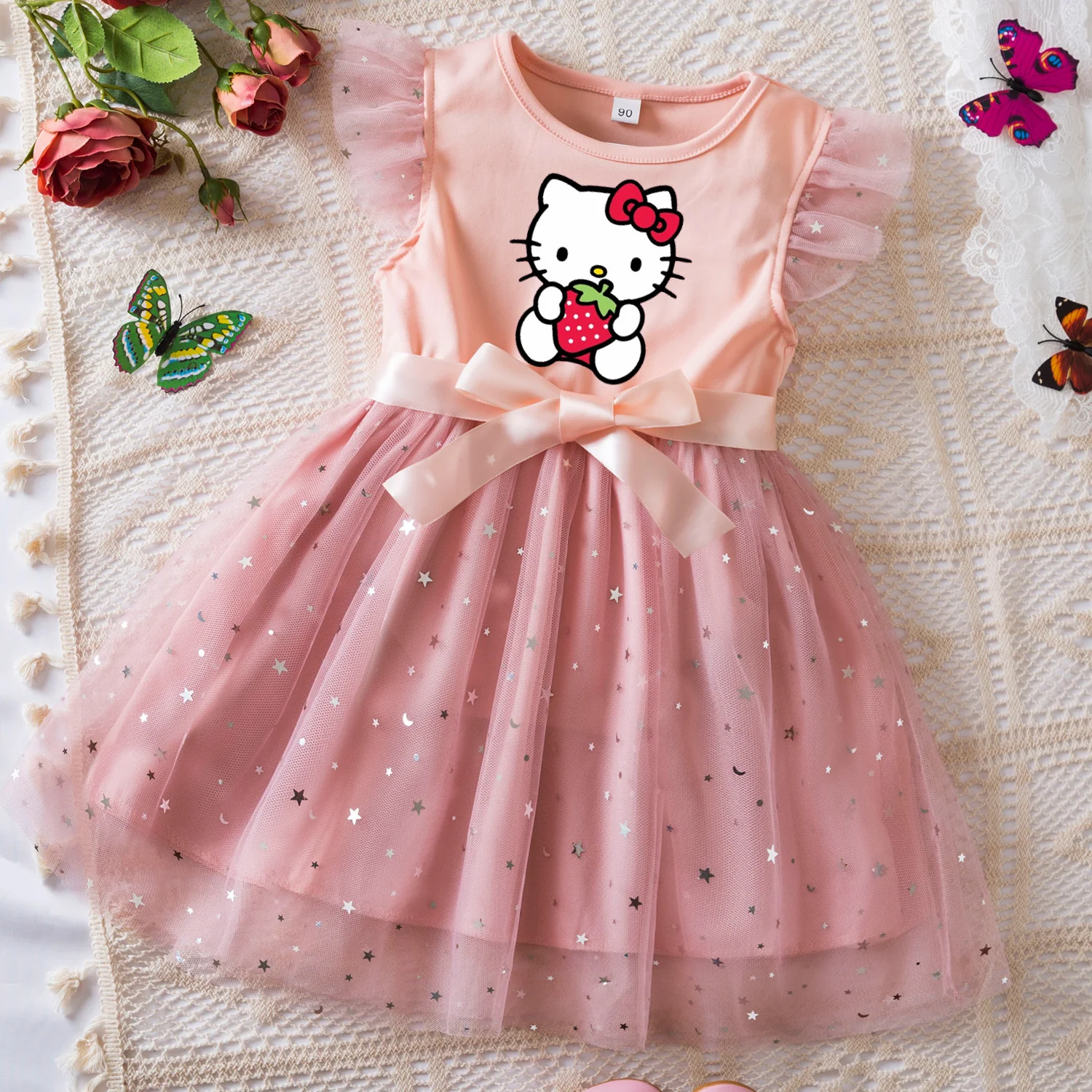 

Hello Kitty Summer Toddler Girl Dress Princess Star Baby Girls Clothes Tulle Tutu Dress for Children Party Dress 2-6Y