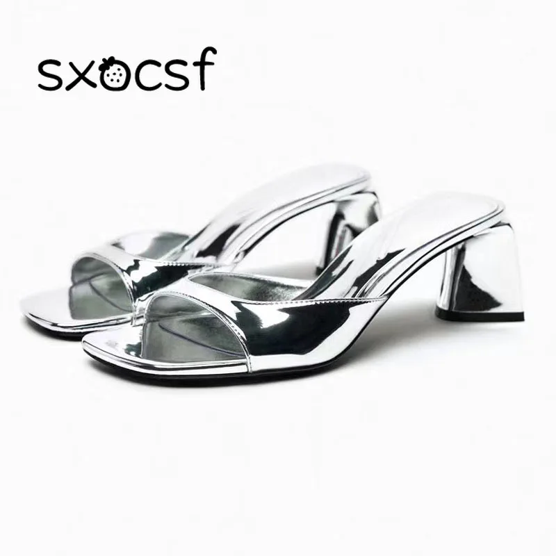 Women's Silver Shoes Sandals Summer Fashion Gold Chunky Sandals Shoes for Women Squared Toe Elegant Heeled Shoes Ladies Slippers
Women's Silver Shoes Sandals Summer Fashion Gold Chunky Sandals Shoes for Women Squared Toe Elegant Heeled Shoes Ladies Slippers