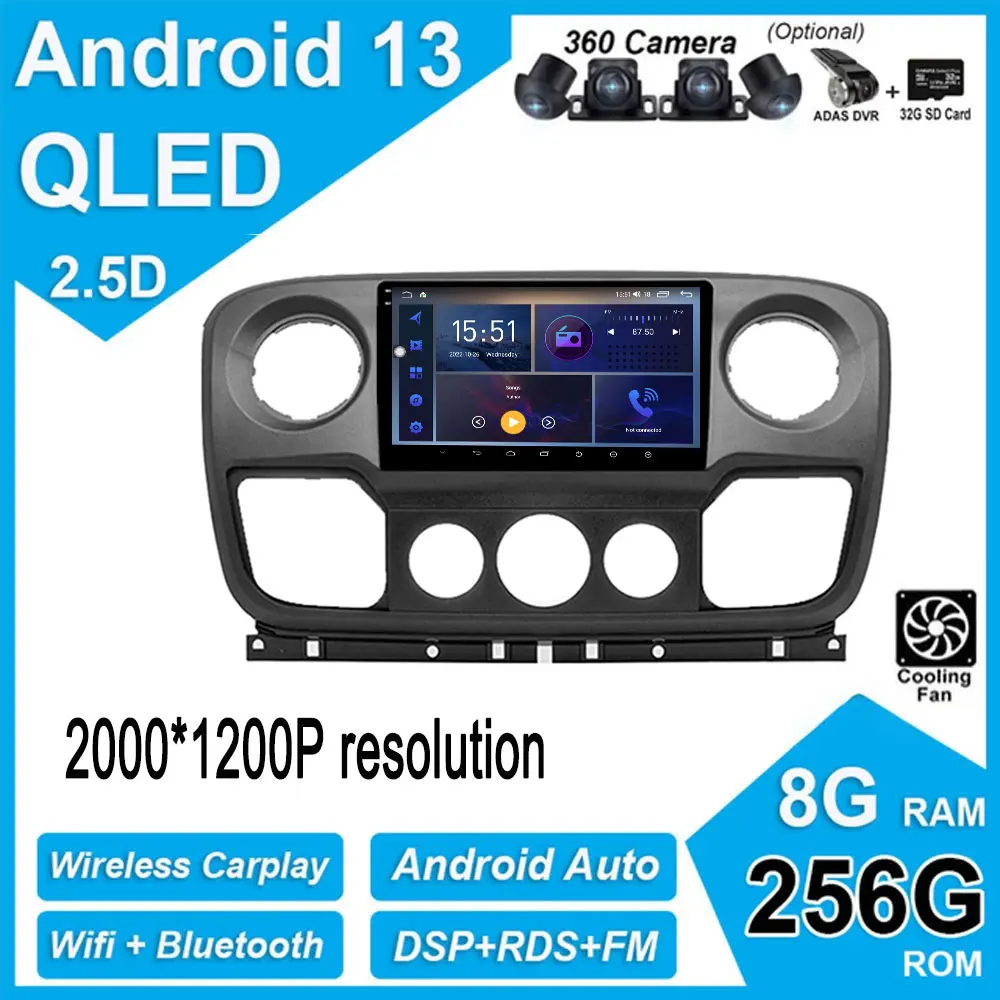 Android 13 для Renault Master для Nissan NV400 для Opel Movano 2010-2021 автомобильный IPS QLED видеоплеер навигация Мультимедиа 
Android 13 для Renault Master для Nissan NV400 для Opel Movano 2010-2021 автомобильный IPS QLED видеоплеер навигация Мультимедиа