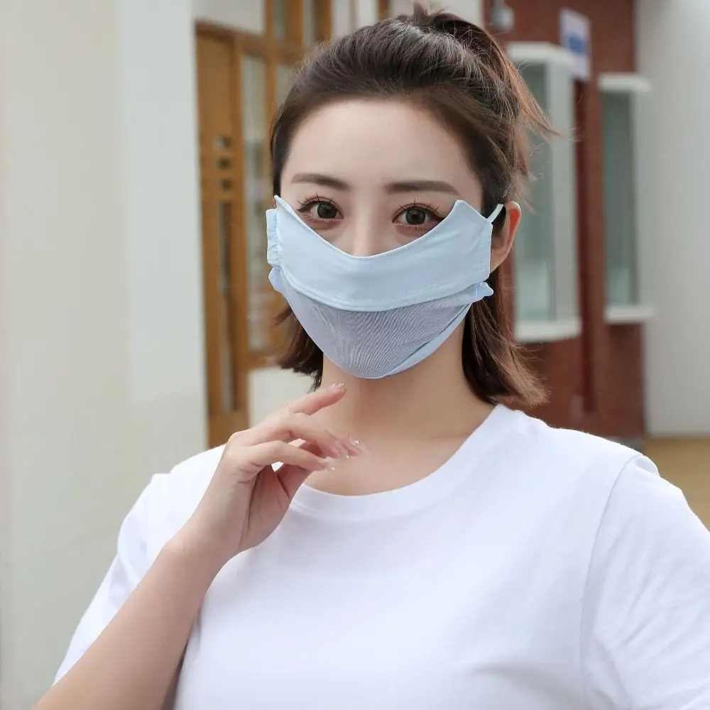 

Ice Silk Ultraviolet-proof Face Mask Multicolor Gauze Sunscreen Mesh Mask Adjustable Eye Corner Protection