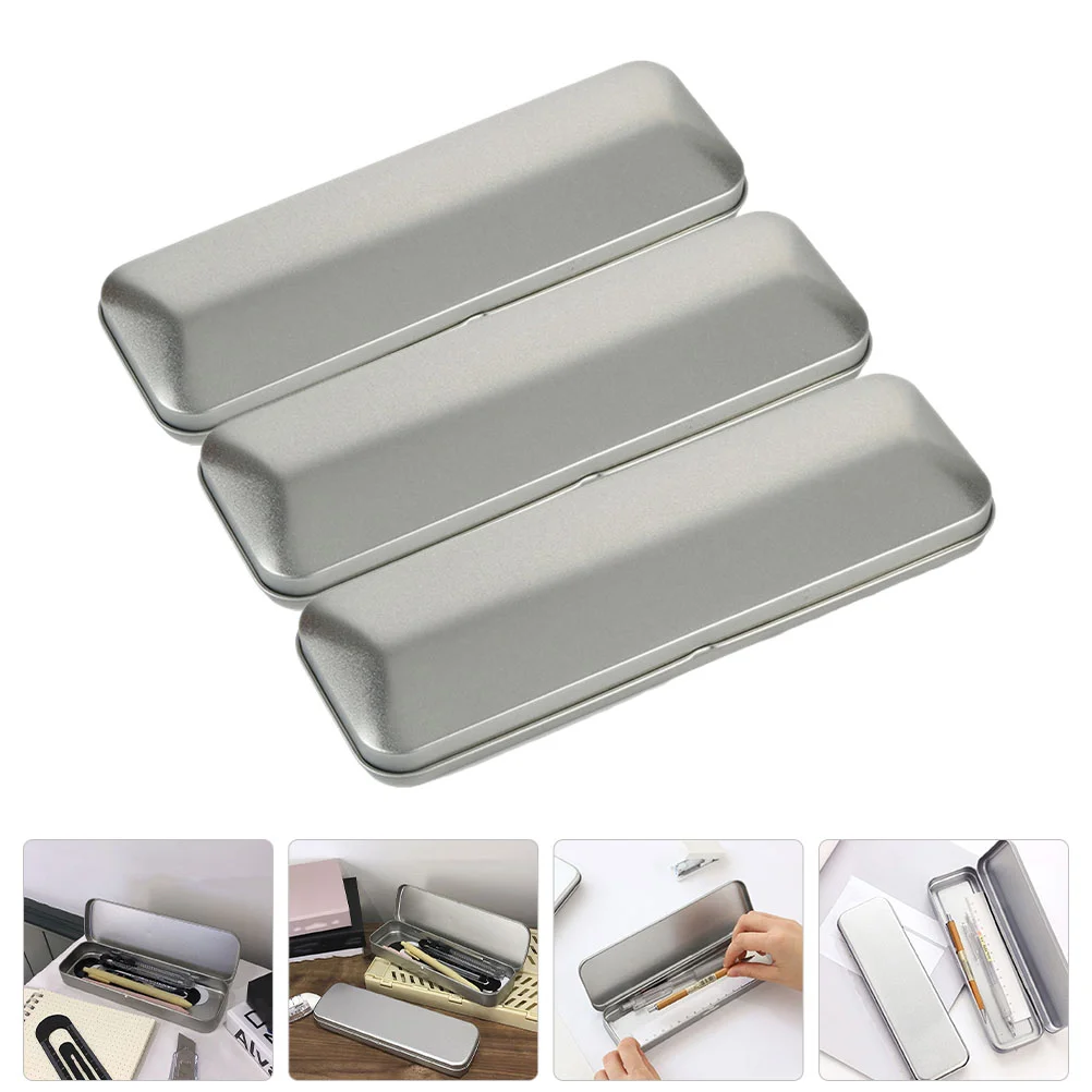 

Tin Box Metal Case Pen Organizer Tinplate Cases School Kids Case Hinged Student Storage Container Containers Tins Makeup