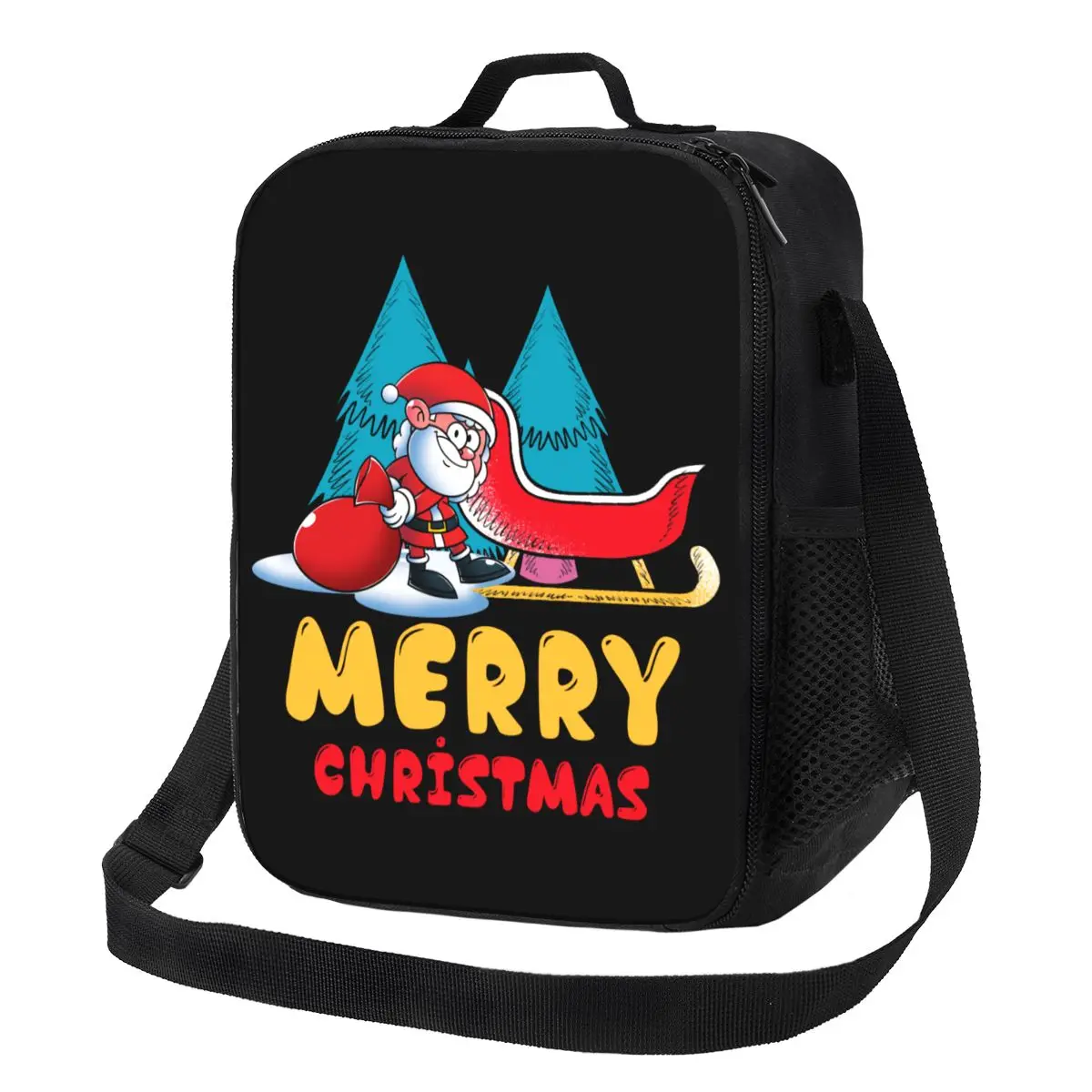 

Cartoon Santa Claus Insulated Lunch Bags for School Office Merry Christmas Snowboarding Leakproof Cooler Thermal Bento Box