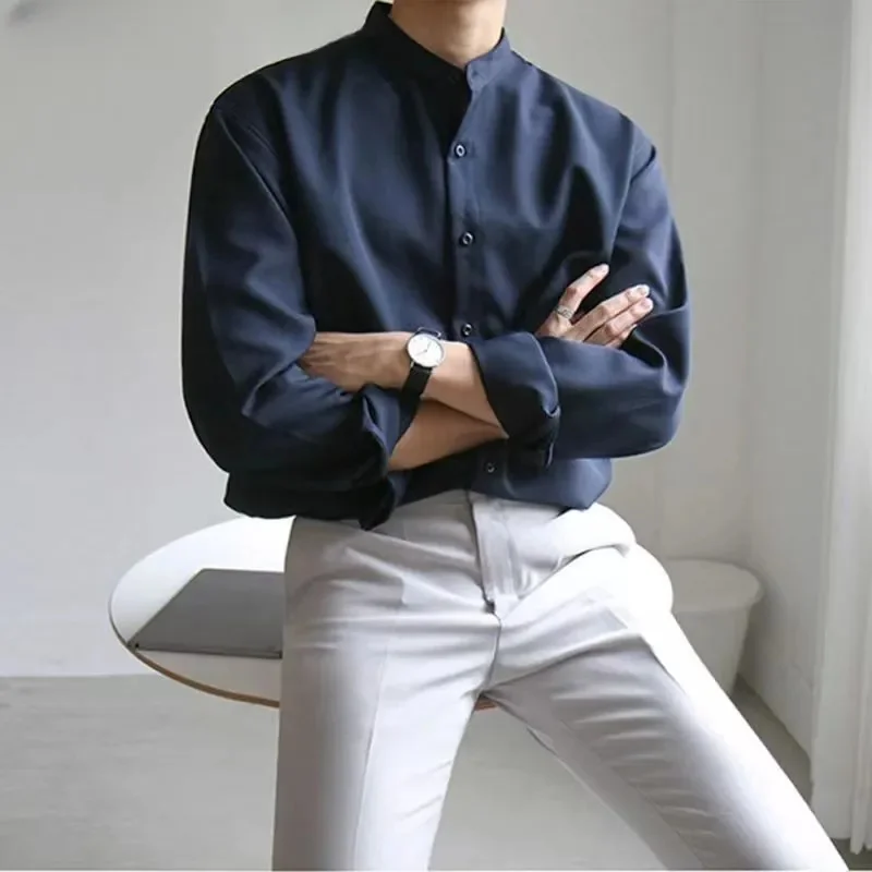 2023 Men Spring Autumn Fashion Stand Collar Solid Shirts Long Sleeve Business Casual Male New Loose Blouses I170
2023 Men Spring Autumn Fashion Stand Collar Solid Shirts Long Sleeve Business Casual Male New Loose Blouses I170