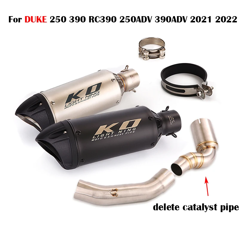 

51mm Exhaust System Motorcycle Muffler Pipe Mid Connect Link Slip On Modified For DUKE 250 390 RC390 250ADV 390ADV 2021 2022
