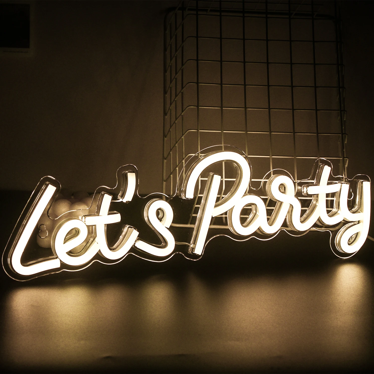 

Let's Party Neon Signs Warm White Led Neon Light for Wall Decor for Birthday Wedding Valentines Day Bar Party LED Neon USB
