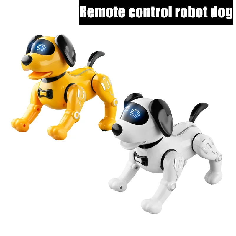 

Радиоуправляемая собака-робот, Электронная Интерактивная танцевальная прогулочная интеллектуальная трюковая собака с сенсорным дистанционным управлением, игрушка для питомцев, детские игрушки для мальчиков и девочек