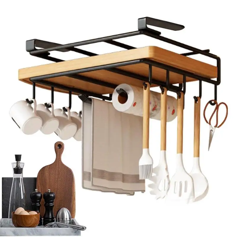 

Multifunctional Kitchen Hanger Iron Hooks Shelf Free Of Punch Rack Multifunction Hanger For Kitchen Gadgets Cabinet Cupboard