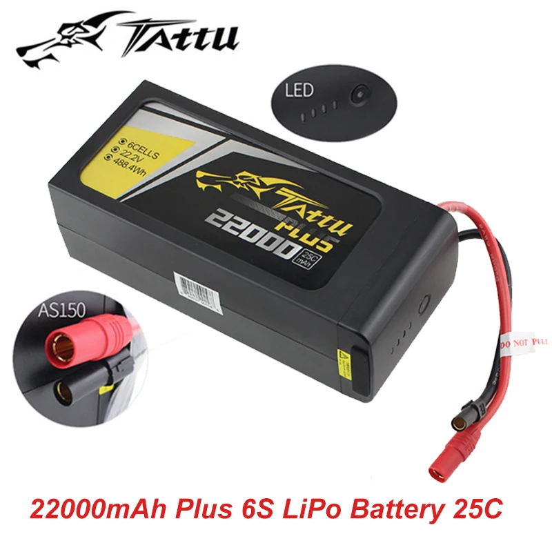 

Tattu 6S 22.2V LiPo Smart Battery 22000mAh Plus 25C with AS150+XT150 plug for UAV Drone Integrated with Smart BMS