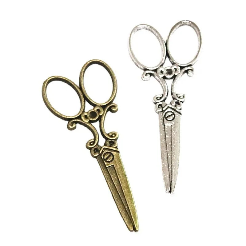 

20Pcs 61*25MM Antique Silver Plated Bronze Color Scissors Charms Pendant Vintage DIY Handmade Jewelry Making Findings