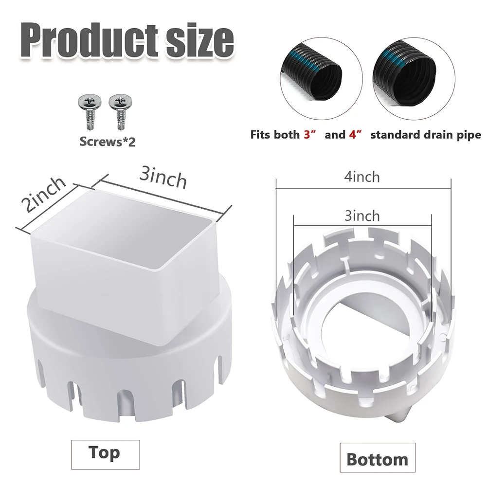 Downspout Adapter Pipe Convertor Pipe Fittings With Screws Kits For Corrugated Landscape Pipe For Drain Gutters
Downspout Adapter Pipe Convertor Pipe Fittings With Screws Kits For Corrugated Landscape Pipe For Drain Gutters