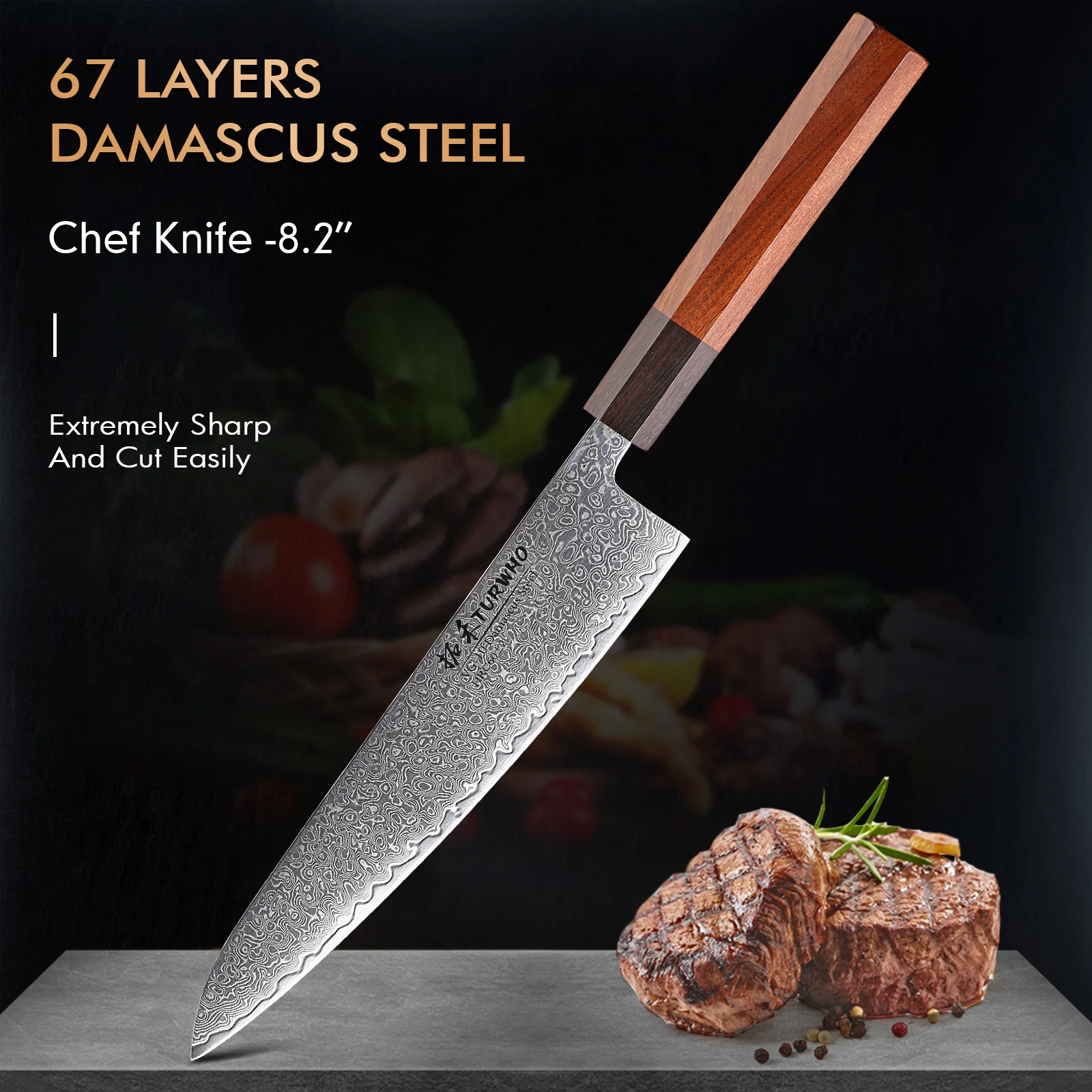 TURWHO 8.2" Japanese Hand Forged Chef Knife VG10 Damascus Steel Cleaver Gyuto Kitchen Knives Sharp Professional Cooking Tools
TURWHO 8.2" Japanese Hand Forged Chef Knife VG10 Damascus Steel Cleaver Gyuto Kitchen Knives Sharp Professional Cooking Tools