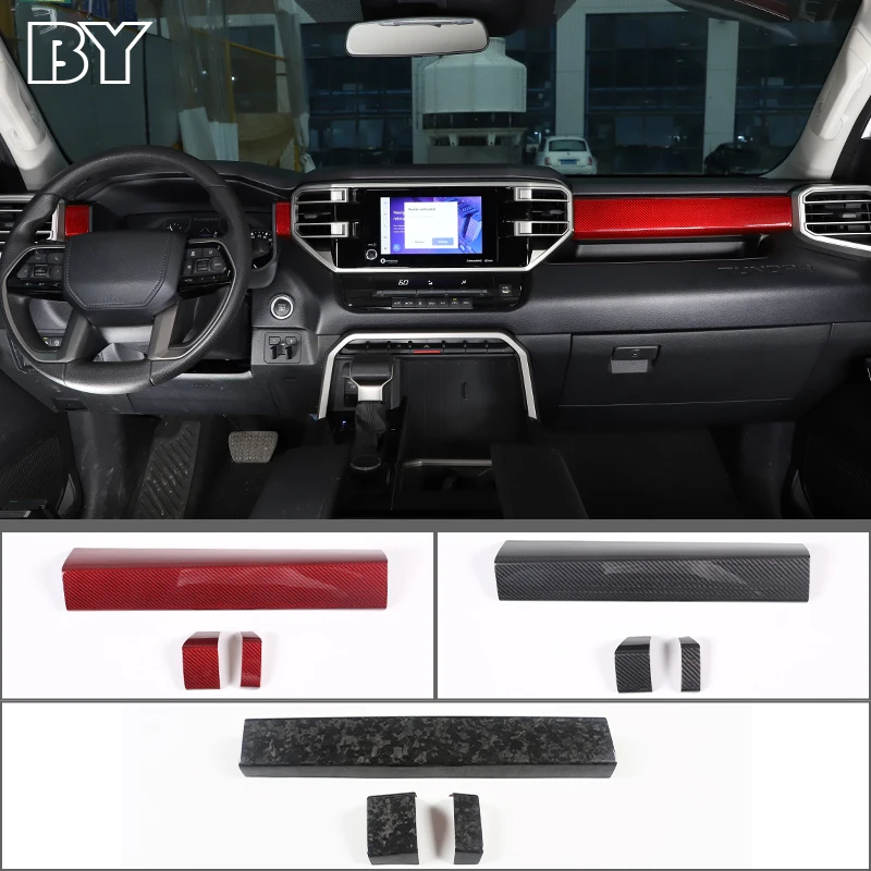 

For Toyota Tundra/Sequoia 2022-2023 Real Carbon Fiber Car Dashboard Decorative Panel Sticker Car Interior Accessories 3Pcs