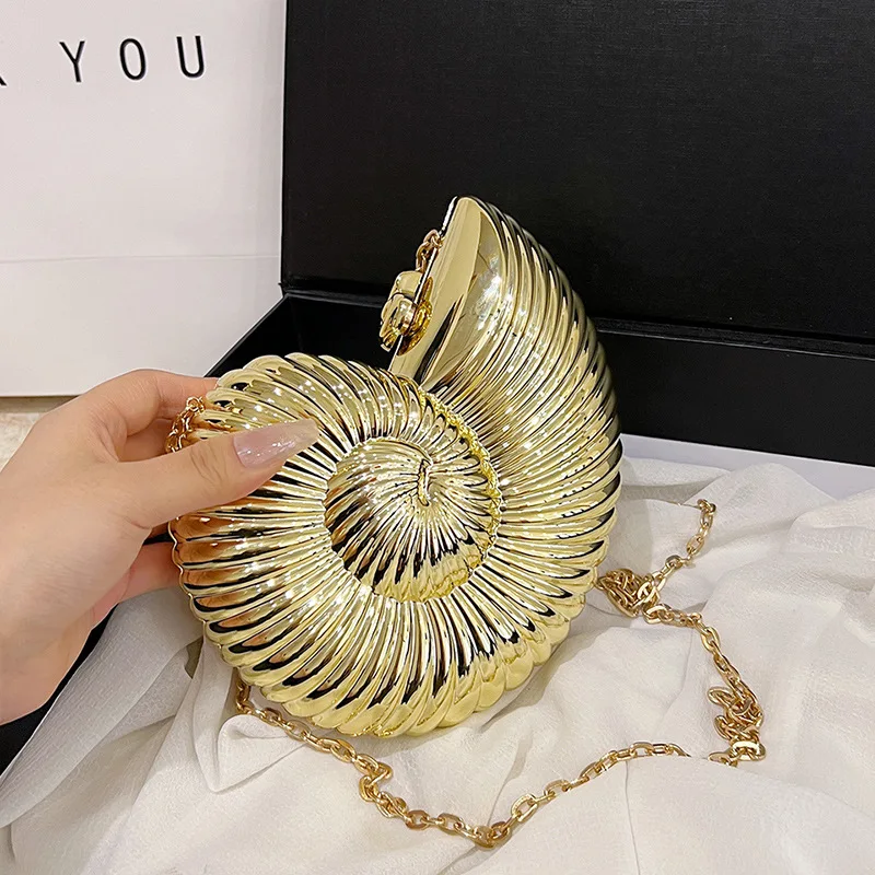 

New Conch Fashion Evening Banquet Bag Chain Bar Dinner Sparkling Acrylic Handbag 2024