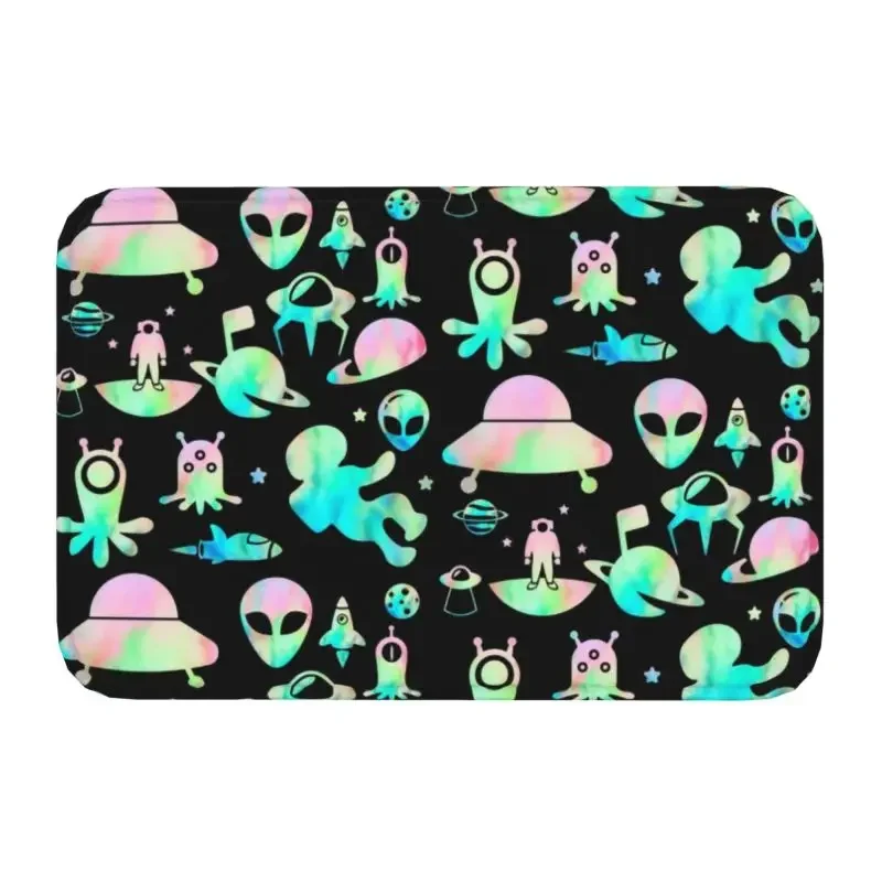 

Pastel Space Alien Floor Door Kitchen Bathroom Mat Anti-Slip Indoor Sci Fi UFO Doormat Toilet Entrance Carpet Rug