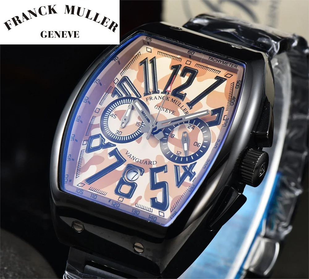 

FRANCK MULLER Luxury Fashion Watch for Mens Famous Brands Stainless Steel Sports Waterproof Tonneau Quartz WristWatch Mans Reloj