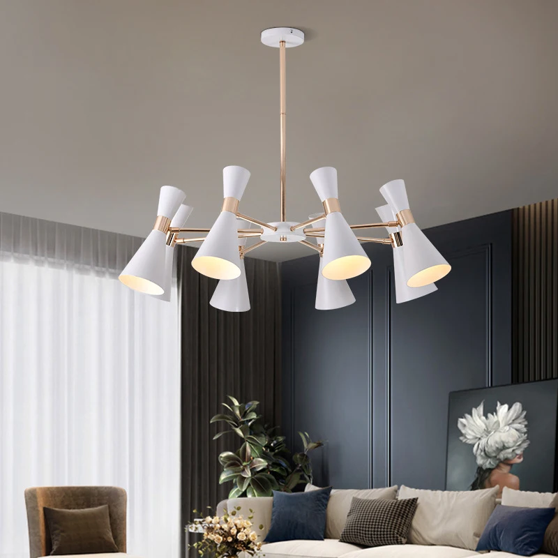 

Потолочная люстра в скандинавском стиле, современная лампа в форме рога с подвесной лампой 6, 8 головок, для спальни, гостиной, столовой, декоративное освещение для дома