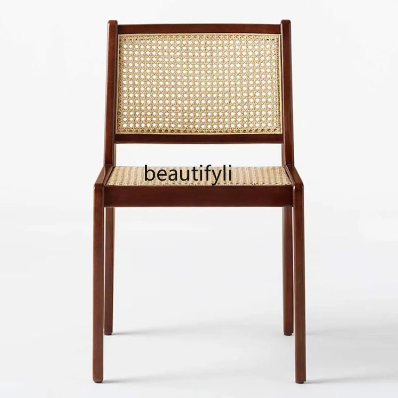 Household Retro Solid Wood Dining Chair, Quiet Style Restaurant, Hotel Backrest Rattan Chair, Japanese-Style Desk Chair 
Household Retro Solid Wood Dining Chair, Quiet Style Restaurant, Hotel Backrest Rattan Chair, Japanese-Style Desk Chair