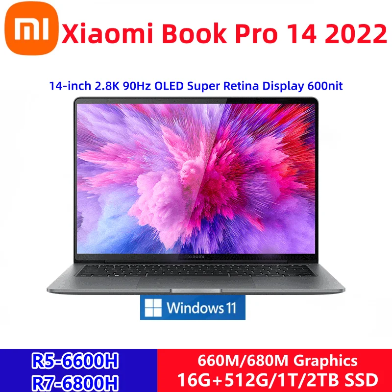 

Xiaomi Book Pro 14 2022 Laptop AMD Ryzen R5 6600H/R7 6800H 16G+512G/1T/2T 660M/680M Graphics 2.8K 90Hz 14Inch OLED Mi Notebook