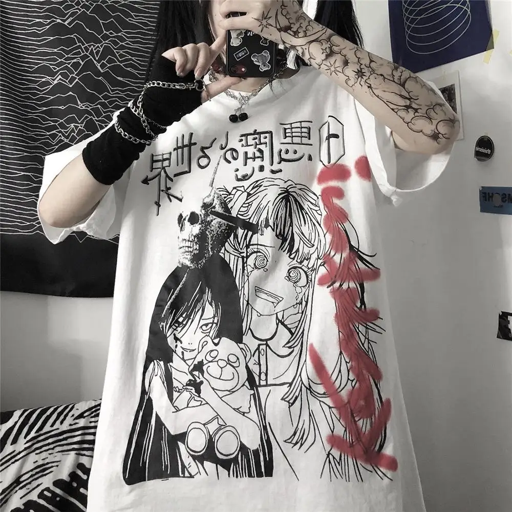 Women's T Shirt Darkness Harajuku T-shirt Cartoon Print Women's Short Sleeve Top Oversized Tshirt Woman Clothes Streetwear Tees
Women's T Shirt Darkness Harajuku T-shirt Cartoon Print Women's Short Sleeve Top Oversized Tshirt Woman Clothes Streetwear Tees