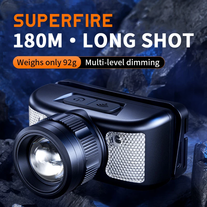 SuperFire Super Bright LED Headlamp HL91/HL91-X Zoom COB Sensor Headlight Rechargeable Flashlight Waterproof 5 Modes Camping
SuperFire Super Bright LED Headlamp HL91/HL91-X Zoom COB Sensor Headlight Rechargeable Flashlight Waterproof 5 Modes Camping