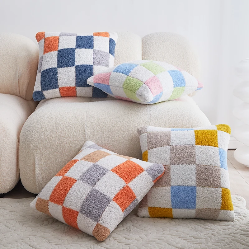 Soft Knitted Cushion Cover Soft Checkered Colorful Flocking Pillow Case 45cm*45cm Home Decoration Living Room Bed Room Sofa
Soft Knitted Cushion Cover Soft Checkered Colorful Flocking Pillow Case 45cm*45cm Home Decoration Living Room Bed Room Sofa