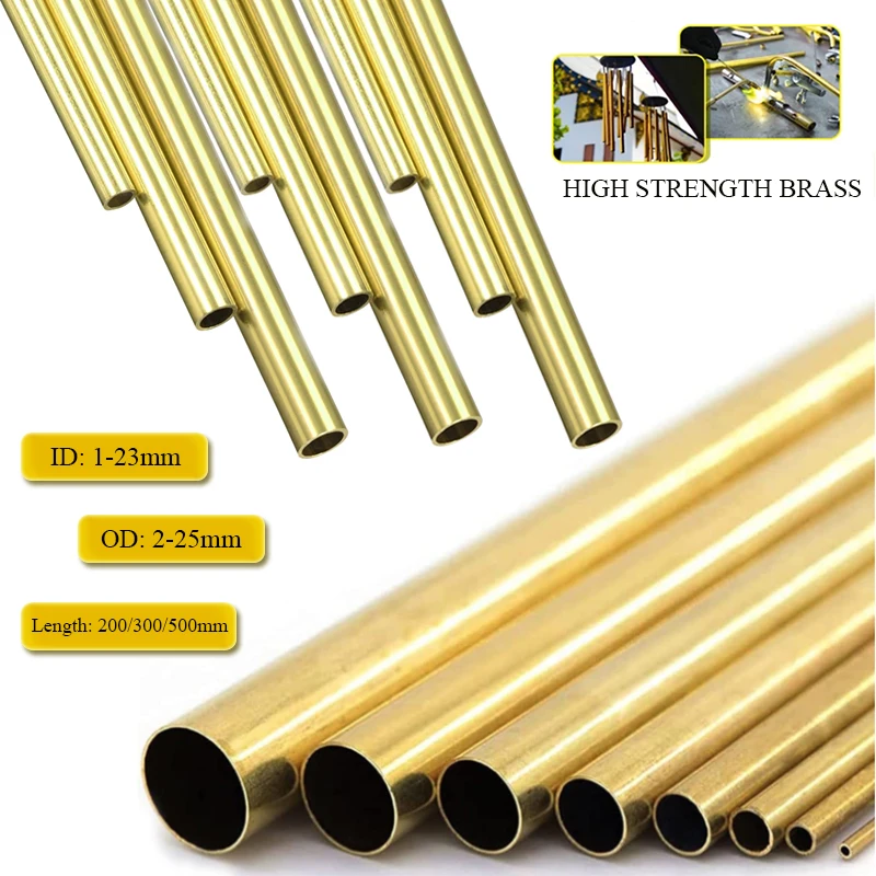 

1-5pcs Brass Tubes DIY Pipe Round Diameter 25/22/20/18/16/14/12/10/8/6mm Length 200mm 300mm 500mm Brass round tube