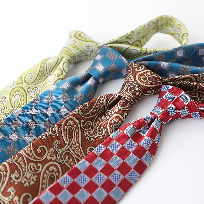 

Elegant Polyester Woven Neckties For Adult Paisley Plaid Neck Ties Mens Business Tuxedo Neckwear Navy 8CM Width Long Cravat Gift