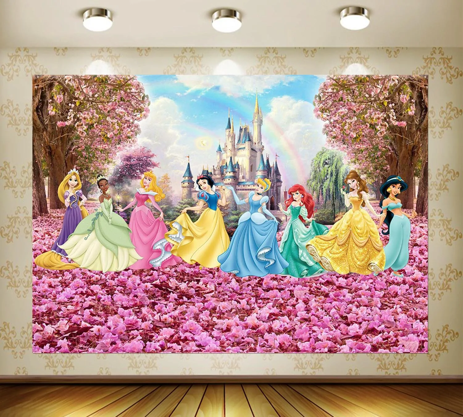 

Disney Aurora Cinderella Belle Princess Theme Background Birthday Party Supplies Room Bedside Decorations Kids Love Gifts Kids