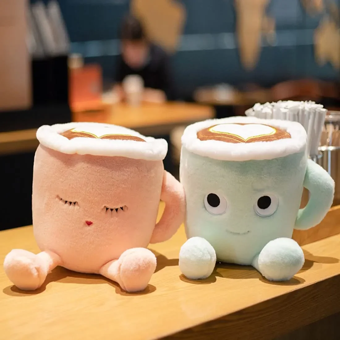 

Милая и забавная кофейная чашка в японском стиле маття, латте, плюшевая кукла, украшение для кофейни, кукла Ma