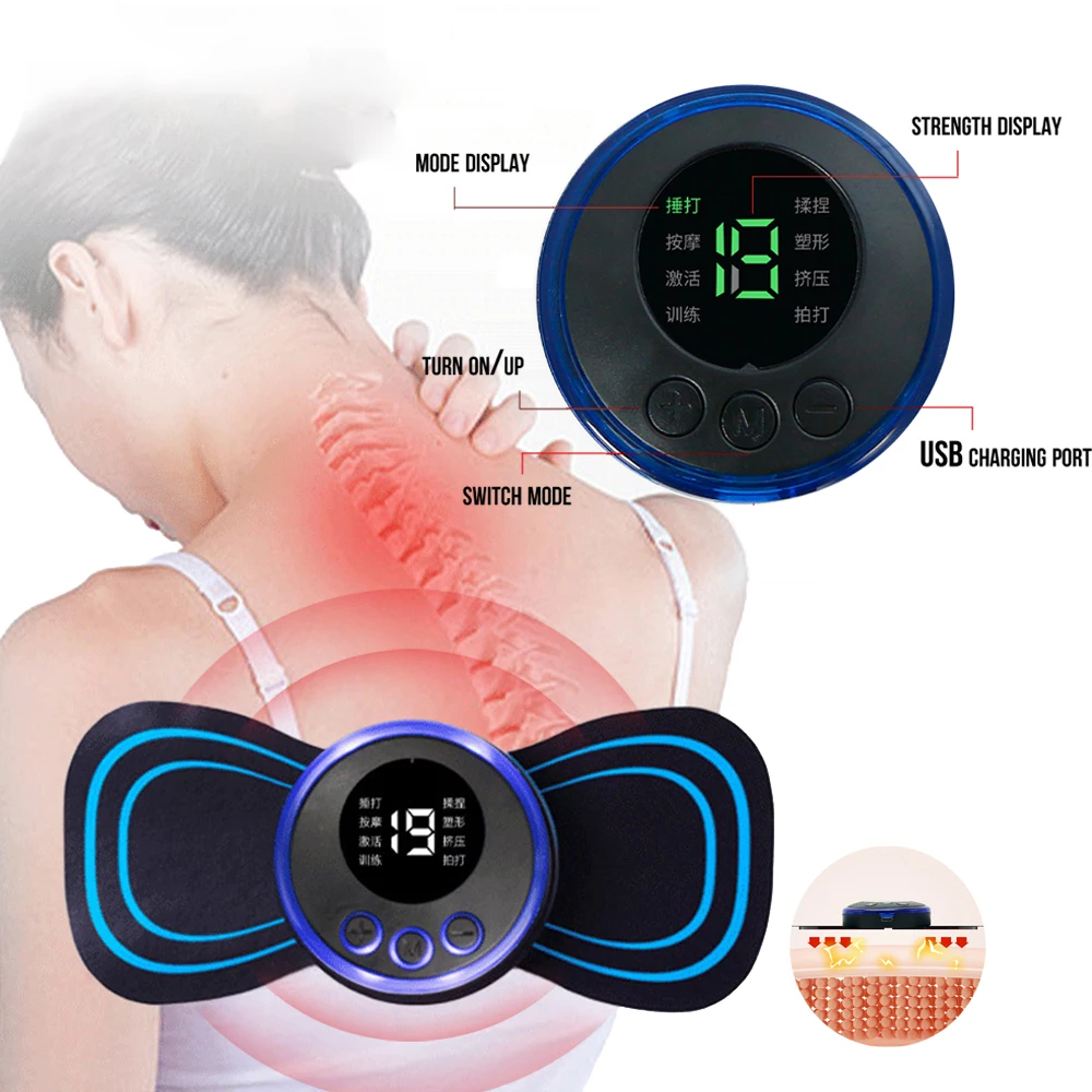 

EMS Electric Pulse Neck Massager LCD Display Cervical Massage Patch Neck Back Leg Muscle Stimulator Portable Relief Pain Relax