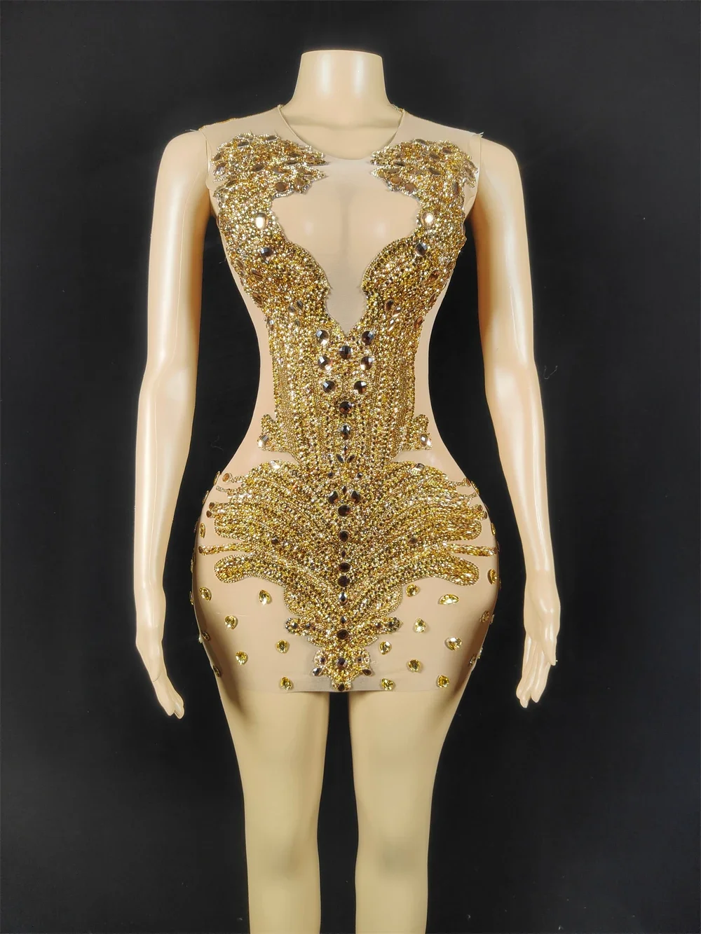 Stunning See Through Sexy Dress For Women Gold Sleeveless Stretch Mesh Birthday Queen Outfit Singer Performance Stage Wear
Stunning See Through Sexy Dress For Women Gold Sleeveless Stretch Mesh Birthday Queen Outfit Singer Performance Stage Wear