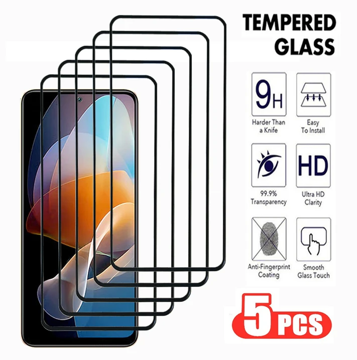 

5Pcs 9D Tempered Glass For Xiaomi Redmi 12C Screen Protector Redmi Note 11 12 Pro Plus 11T 11E 11SE 11R 12T 12R Glass Film Cover