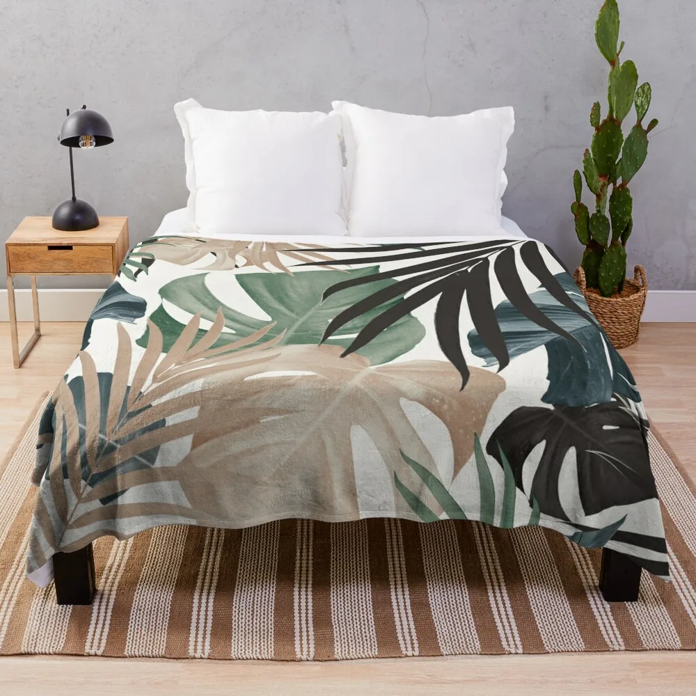 

Tropical Jungle Leaves Pattern #13 (Fall Colors) #tropical #decor #art Throw Blanket Blankets For Sofas Sleeping Bag Blanket