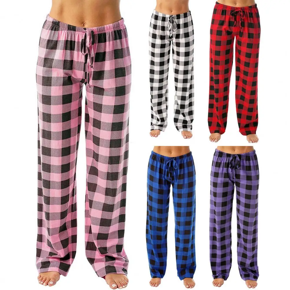 Women Casual Straight-leg Pants Plaid Print Wide Leg Women's Pants with High Elastic Waist Breathable Pockets for Casual Comfort
Women Casual Straight-leg Pants Plaid Print Wide Leg Women's Pants with High Elastic Waist Breathable Pockets for Casual Comfort