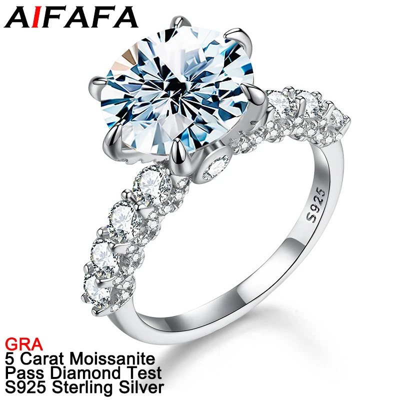 

3/5 Carat D Color Moissanite Rings for Women S925 Sterling Silver Brilliant Moissanita Lab Diamond Wedding Fine Jewelry GRA