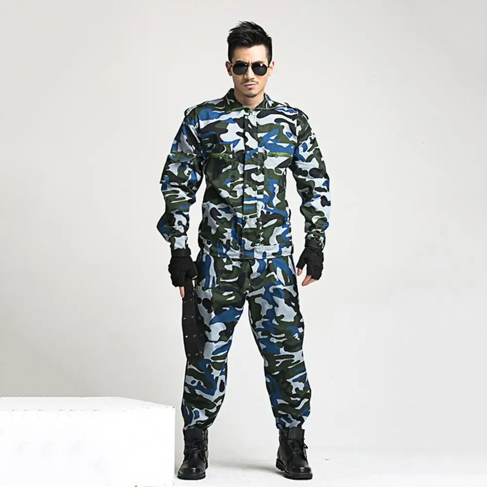 

2023 Camouflage Mens Outdoor Jacket Pants Military Tactical Overalls Suit Zipper Placket Cargo Coat Pants Work Training Outfit
