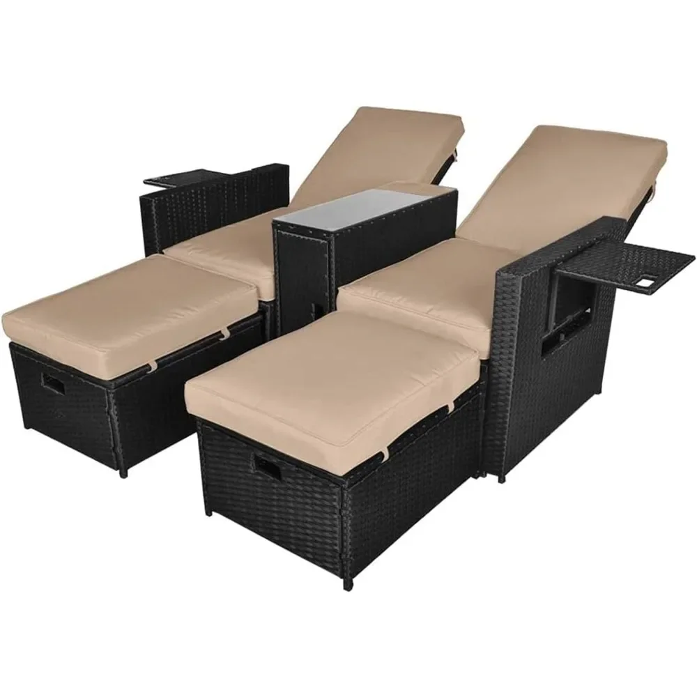 5PCS Outdoor Wicker Chaise Lounge Chair - Rattan Adjustable Reclining Patio Lounge Chair With Ottoman Beach Chair
5PCS Outdoor Wicker Chaise Lounge Chair - Rattan Adjustable Reclining Patio Lounge Chair With Ottoman Beach Chair