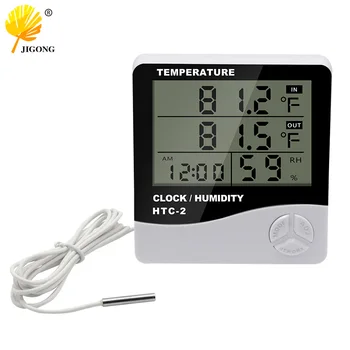 온도계 습도계 전자 온도 습도 테스터, 계량기 시계 알람, 실내 실외 프로브, 고정밀 LCD 디지털