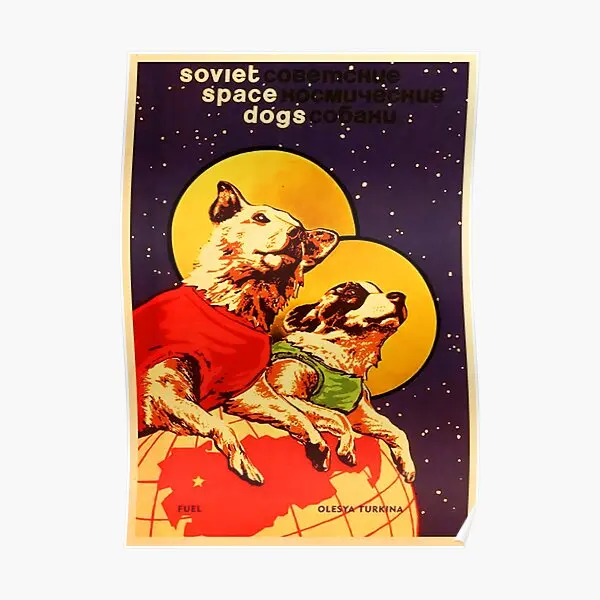 

Винтажный постер для комнаты с милыми советскими космическими собаками, винтажная роспись, Современная печать, художественная живопись, Декор, забавное украшение, без рамки