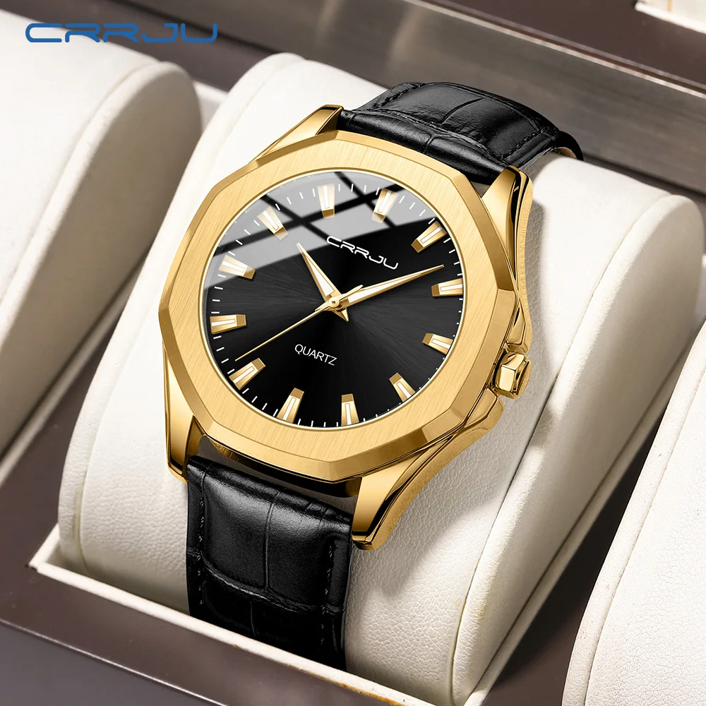 

CRRJU Men Watch Analog Quartz Movement Watches for Men Elegant Design 30M Waterproof Watch Fashion Business Classic Luminous