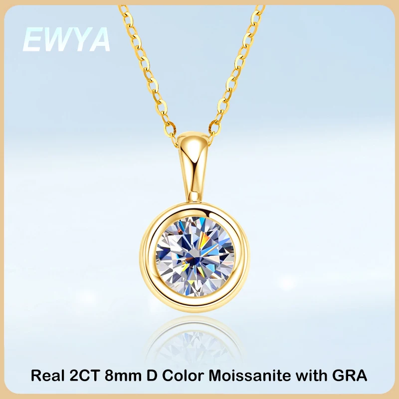 EWYA 1-2 Carat Real Moissanite Pendant Necklace For Women 100% S925 Silver Bubble Pass Diamond Test Wedding Party Fine Jewelry
EWYA 1-2 Carat Real Moissanite Pendant Necklace For Women 100% S925 Silver Bubble Pass Diamond Test Wedding Party Fine Jewelry