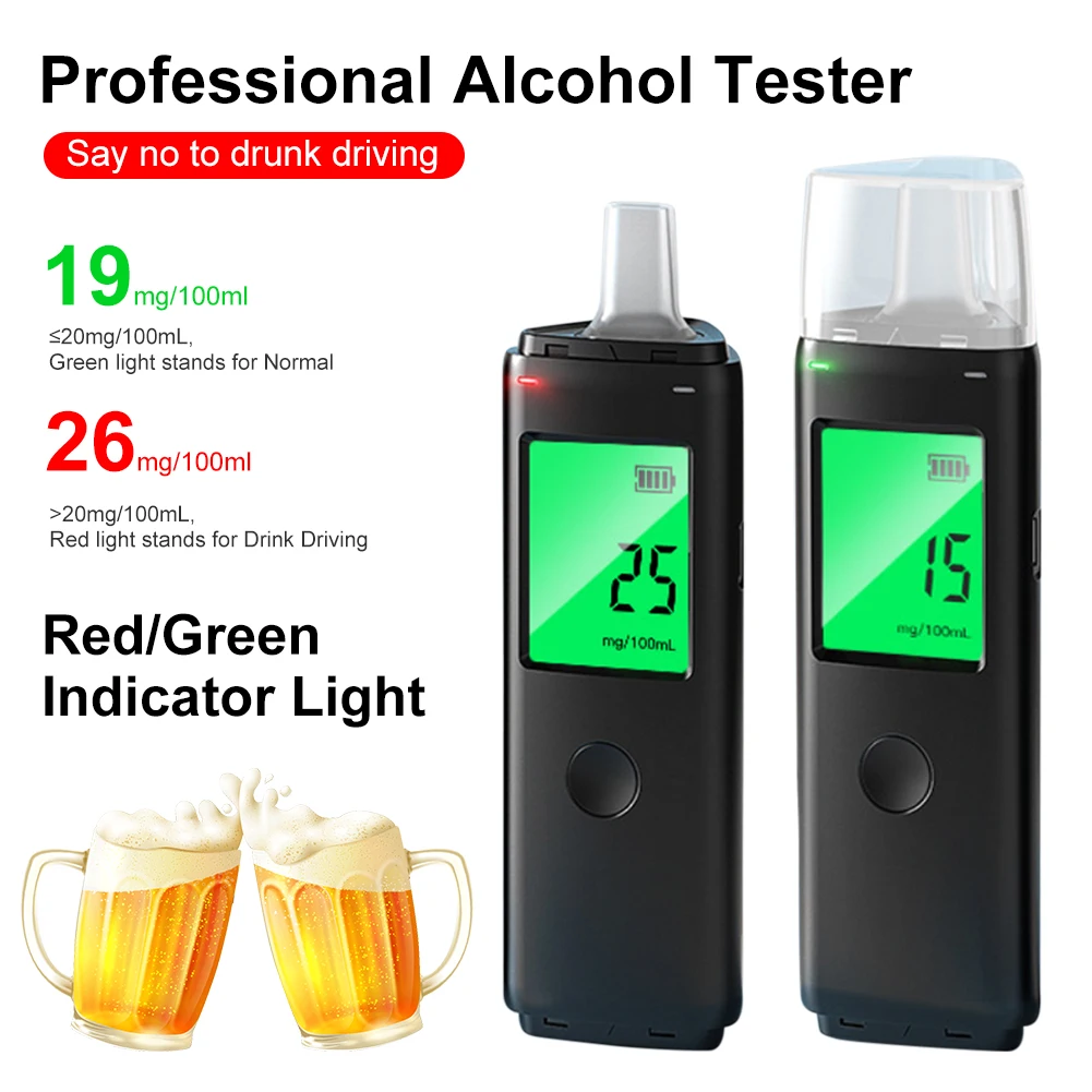 Professional Alcohol Tester High Accuracy Breathalyzer USB Rechargeable Digital Alcohol Detector Portable Breath Alcohol Tester
Professional Alcohol Tester High Accuracy Breathalyzer USB Rechargeable Digital Alcohol Detector Portable Breath Alcohol Tester